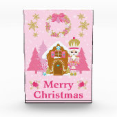 Roze kerstrecker en ontbijtkoek fotoblokken (Voorkant)