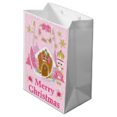 Roze kerstrecker en ontbijtkoek medium cadeauzakje (Achterkant Gekanteld)