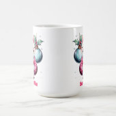 Roze Kerstrendier Gepersonaliseerde Naam Mok (Center)