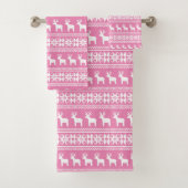  roze kerstrendierensnowflake bad handdoek (Insitu)