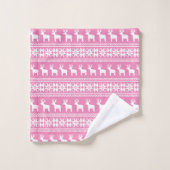  roze kerstrendierensnowflake bad handdoek (Wasdoekje)