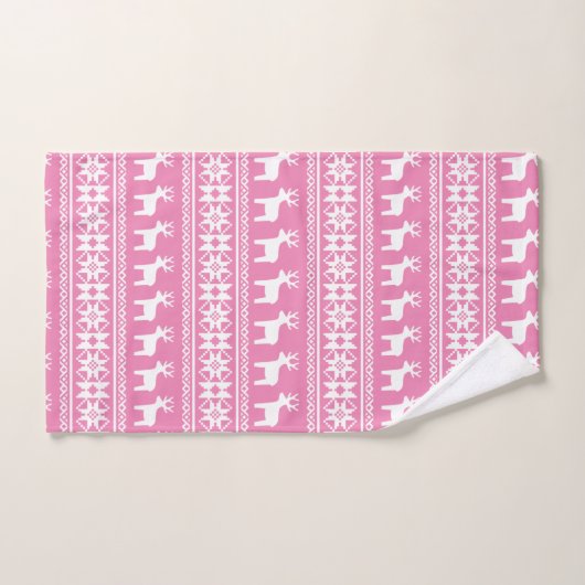  roze kerstrendierensnowflake bad handdoek (Handdoek)