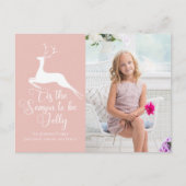 roze kerstrendierfoto's briefkaart (Voorkant)