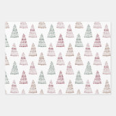 Roze kerstrenrendiertje met Bourgogne en bomen Inpakpapier Vel (Voorkant 3)