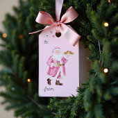 Roze Kerstretro Kerstkoekjes om uit te kiezen Cadeaulabel