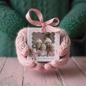 Roze Kerstretro Kerstman Foto Keramisch Ornament