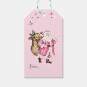 Roze Kerstretro Kerstman naar Van Cadeaulabel (Voorkant)