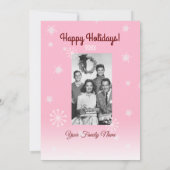 Roze kerstretro Rudolph Persoonlijke flatkaart Feestdagenkaart (Achterkant)