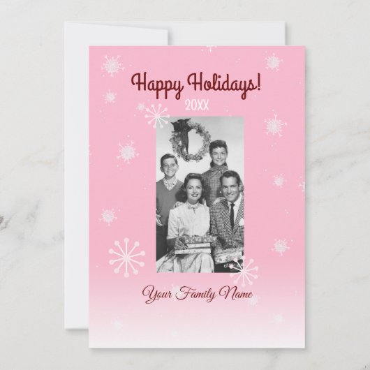 Roze kerstretro Rudolph Persoonlijke flatkaart Feestdagenkaart (Achterkant)