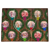 Roze Kerstscènes Groot Cadeauzakje (Voorkant)