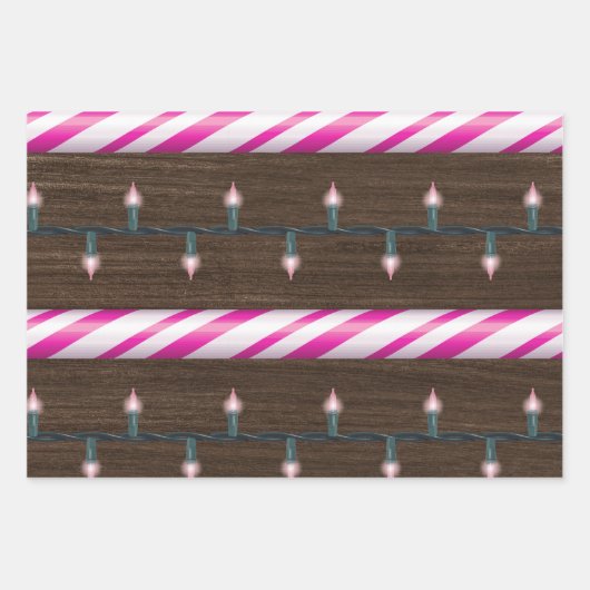 Roze Kerstscènes Inpakpapier Vel (Voorkant 2)