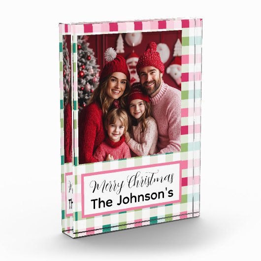 Roze kerstschaakbord fotoblokken (Links)