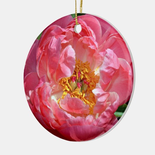 Roze kerstsierbloem keramisch ornament (Links)
