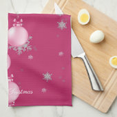 Roze kerstsiergewassen keukenhanddoek (Quarter Fold)