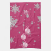 Roze kerstsiergewassen keukenhanddoek (Verticaal)