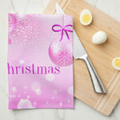 Roze kerstsierkeukenhanddoeken theedoek (Quarter Fold)