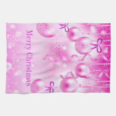 Roze kerstsierkeukenhanddoeken theedoek (Horizontaal)