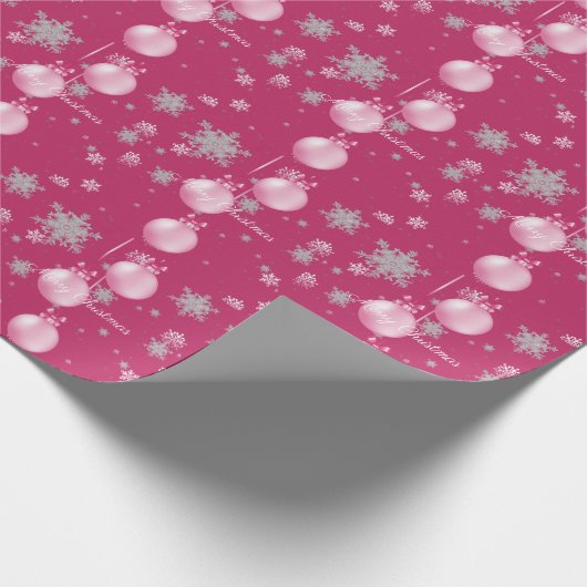 Roze kerstsierpapier cadeaupapier (Hoek)