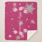 Roze kerstsierplanten Sherpa Blanket Deken (Voorkant)