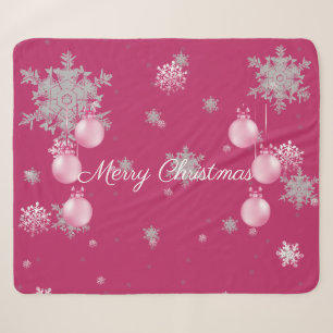 Roze kerstsierplanten Sherpa Blanket Deken