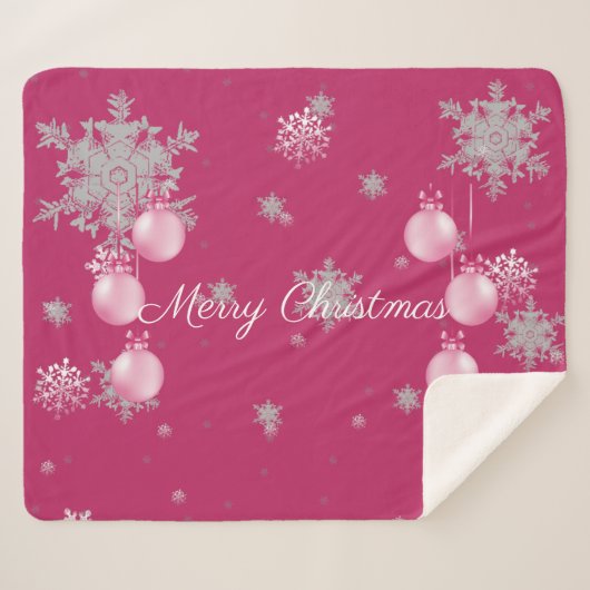 Roze kerstsierplanten Sherpa Blanket Sherpa Deken (Voorkant (horizontaal))