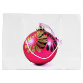 Roze kerstsiertas met groot cadeau large cadeautasje (Achterkant)