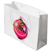 Roze kerstsiertas met groot cadeau large cadeautasje (Achterkant Gekanteld)