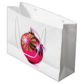 Roze kerstsiertas met groot cadeau large cadeautasje (Voorkant Gekanteld)
