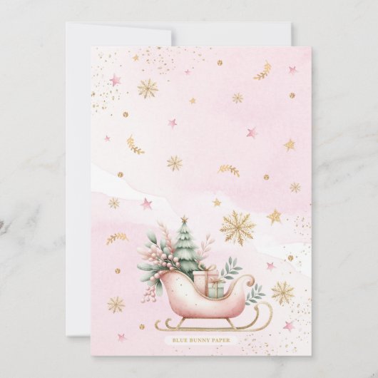 Roze Kerstslee | Een vrolijk klein Baby shower Kaart (Achterkant)