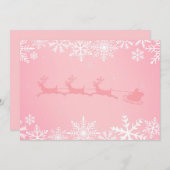 Roze kerstsneeuw en sinterklaas met rendieren feestdagenkaart (Voorkant / Achterkant)