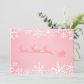 Roze kerstsneeuw en sinterklaas met rendieren feestdagenkaart (Staand voorkant)