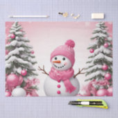 roze kerstsneeuwman & bomen tissuepapier (Craft)