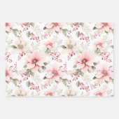 roze kerstsneeuwman en bloemen inpakpapier vel (Voorkant 2)