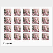  roze kerstsneeuwman vierkante sticker (Vel)