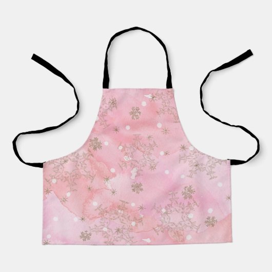 Roze Kerstsneeuwvlokken Boho Patroon Schort (Voorkant)