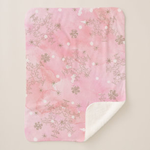 Roze Kerstsneeuwvlokken Boho Patroon Sherpa Deken