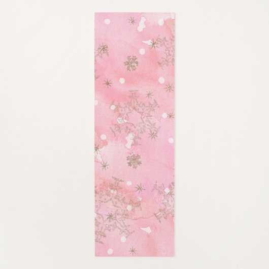 Roze Kerstsneeuwvlokken Boho Patroon Yogamat (Voorkant)