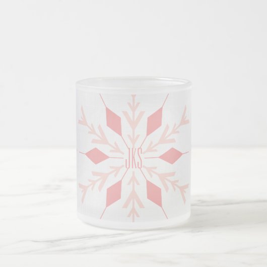 Roze kerstsnowflake met monogram matglas koffiemok (Center)
