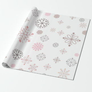 Roze kerstsnowflake ompakpapier cadeaupapier