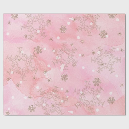 Roze kerstsnowflakes Boho Pattern Cadeaupapier (Vlak)