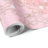 Roze kerstsnowflakes Boho Pattern Cadeaupapier (Rol Hoek)