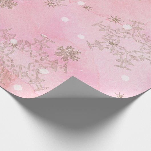 Roze kerstsnowflakes Boho Pattern Cadeaupapier (Hoek)