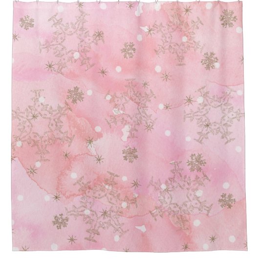 Roze kerstsnowflakes Boho Pattern Douchegordijn (Voorkant)