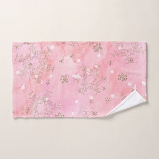 Roze kerstsnowflakes Boho Pattern Handdoek (Handdoek)