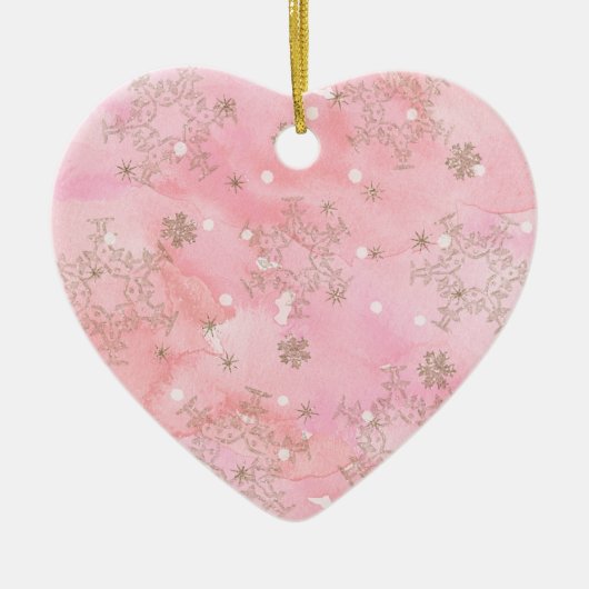 Roze kerstsnowflakes Boho Pattern Keramisch Ornament (Voorkant)