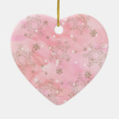 Roze kerstsnowflakes Boho Pattern Keramisch Ornament (Achterkant)