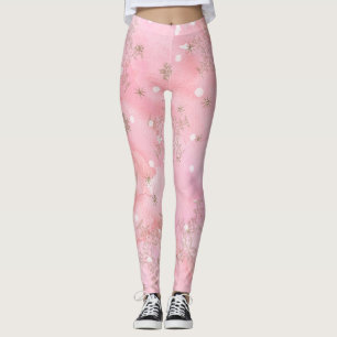 Roze kerstsnowflakes Boho Pattern Leggings