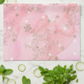 Roze kerstsnowflakes Boho Pattern Theedoek (Gevouwen)