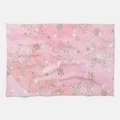 Roze kerstsnowflakes Boho Pattern Theedoek (Horizontaal)