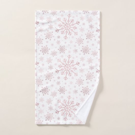  roze kerstsnowflakes op winterwit  bad handdoek (Handdoek)
